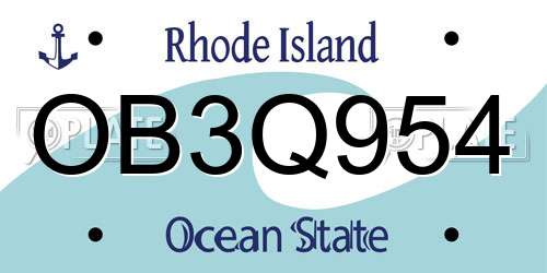 OB3Q954 Rhode Island License Plate