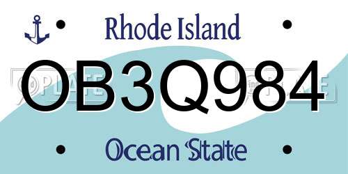 OB3Q984 Rhode Island License Plate