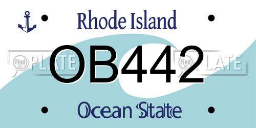 OB442 Rhode Island License Plate