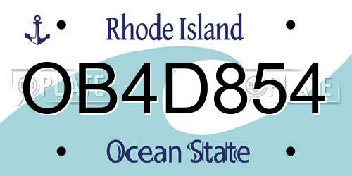 OB4D854 Rhode Island License Plate