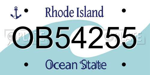OB54255 Rhode Island License Plate