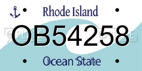 OB54258 Rhode Island License Plate