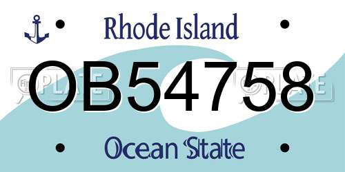 OB54758 Rhode Island License Plate
