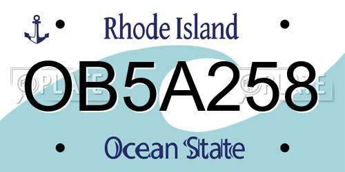 OB5A258 Rhode Island License Plate