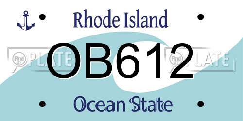 OB612 Rhode Island License Plate