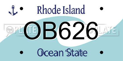 OB626 Rhode Island License Plate