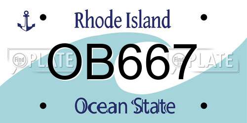 OB667 Rhode Island License Plate