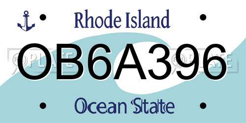 OB6A396 Rhode Island License Plate