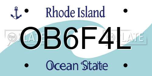 OB6F4L Rhode Island License Plate