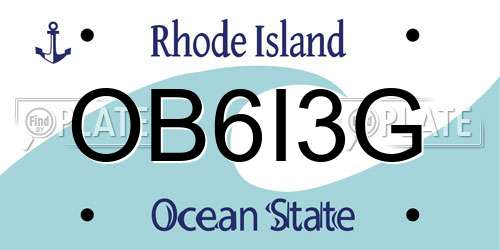 OB6I3G Rhode Island License Plate