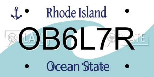 OB6L7R Rhode Island License Plate