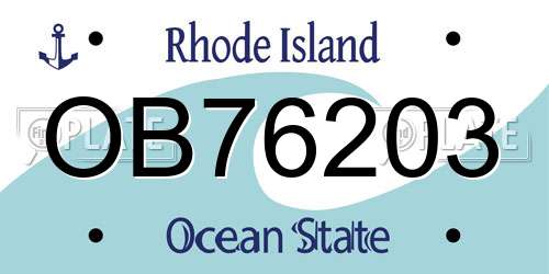 OB76203 Rhode Island License Plate