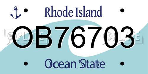 OB76703 Rhode Island License Plate