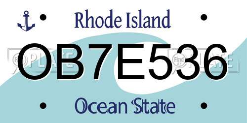 OB7E536 Rhode Island License Plate