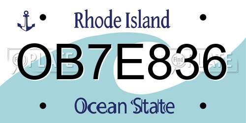 OB7E836 Rhode Island License Plate