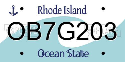 OB7G203 Rhode Island License Plate