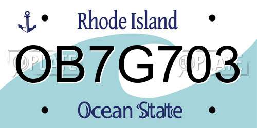 OB7G703 Rhode Island License Plate