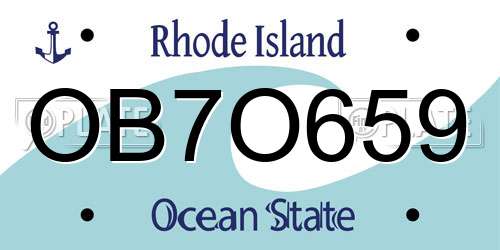 OB7O659 Rhode Island License Plate