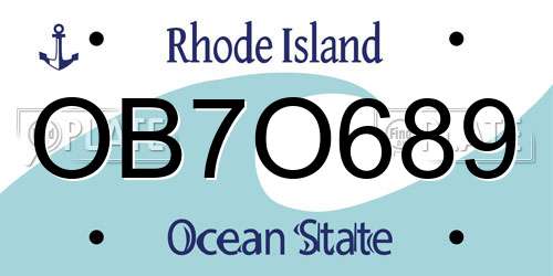 OB7O689 Rhode Island License Plate