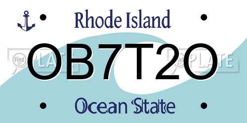 OB7T2O Rhode Island License Plate