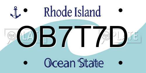 OB7T7D Rhode Island License Plate