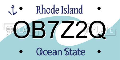 OB7Z2Q Rhode Island License Plate