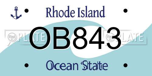 OB843 Rhode Island License Plate