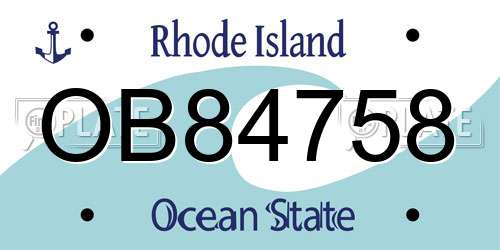 OB84758 Rhode Island License Plate