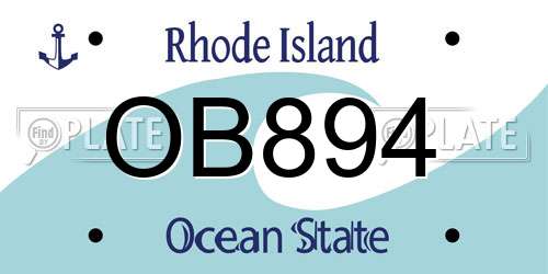 OB894 Rhode Island License Plate