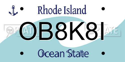 OB8K8I Rhode Island License Plate