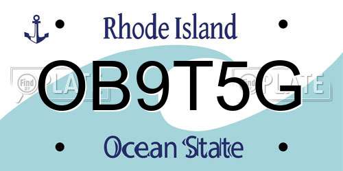 OB9T5G Rhode Island License Plate