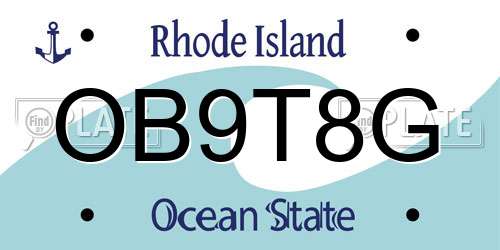 OB9T8G Rhode Island License Plate