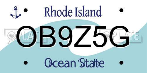 OB9Z5G Rhode Island License Plate
