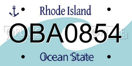 OBA0854 Rhode Island License Plate