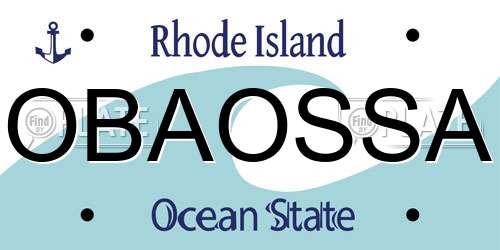 OBAOSSA Rhode Island License Plate