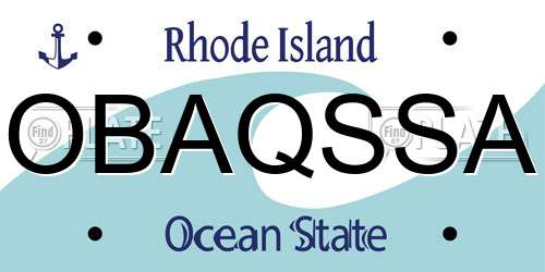 OBAQSSA Rhode Island License Plate