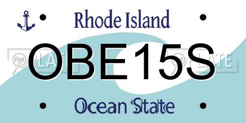 OBE15S Rhode Island License Plate
