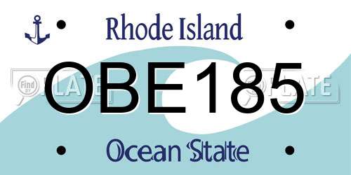 OBE185 Rhode Island License Plate
