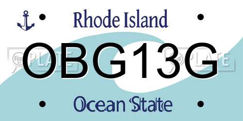 OBG13G Rhode Island License Plate
