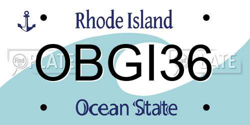 OBGI36 Rhode Island License Plate