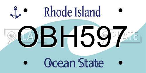 OBH597 Rhode Island License Plate