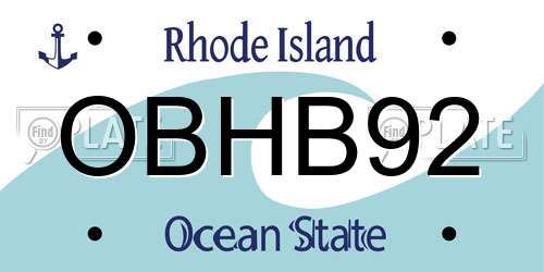 OBHB92 Rhode Island License Plate
