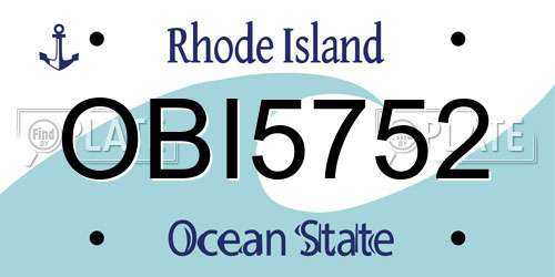 OBI5752 Rhode Island License Plate