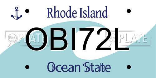 OBI72L Rhode Island License Plate