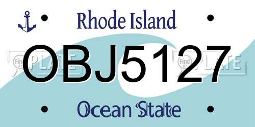 OBJ5127 Rhode Island License Plate