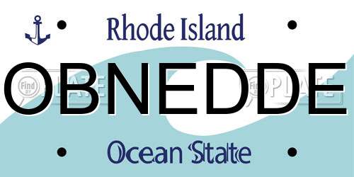 OBNEDDE Rhode Island License Plate
