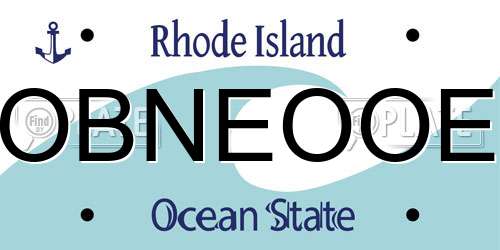 OBNEOOE Rhode Island License Plate