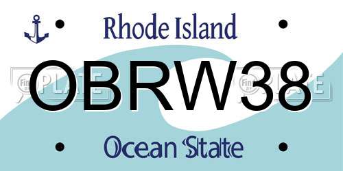 OBRW38 Rhode Island License Plate