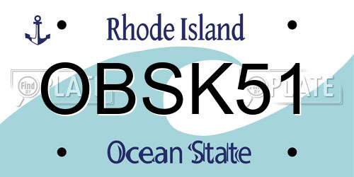 OBSK51 Rhode Island License Plate
