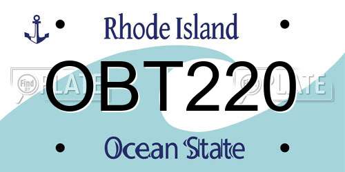 OBT220 Rhode Island License Plate